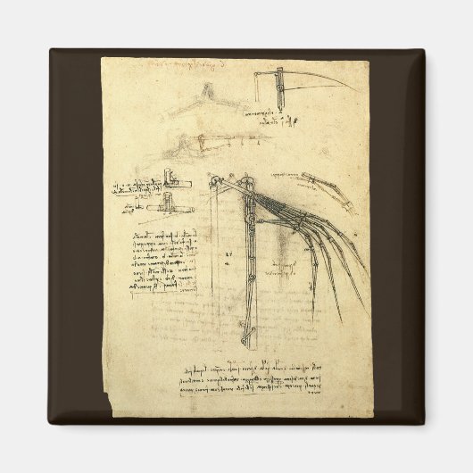 レオナルド・ダ・ヴィンチのウィング飛んでいる・オン・マシン・スケッチ マグネット (正面)