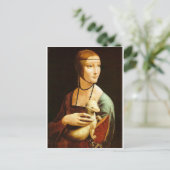 レオナルド・ダ・ヴィンチのエルミンの女性。1490 ポストカード (スタンド正面)