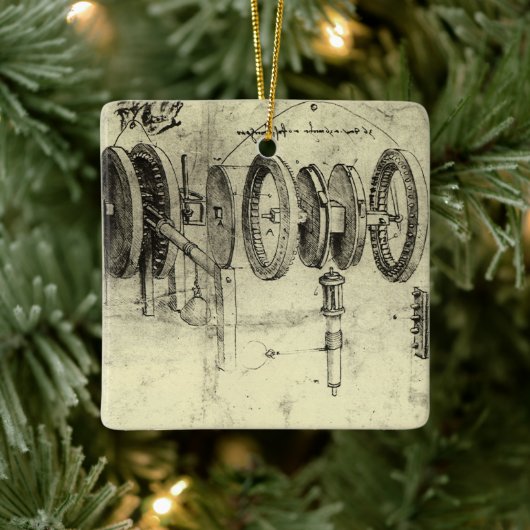 レオナルド・ダ・ヴィンチのエンジニアリング・スケッチ・オブ・ザ・ホイール セラミックオーナメント (ツリー)