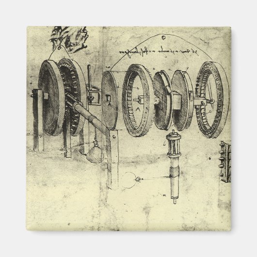 レオナルド・ダ・ヴィンチのエンジニアリング・スケッチ・オブ・ザ・ホイール マグネット (正面)