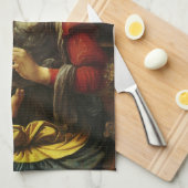 レオナルド・ダ・ヴィンチのカーネーションの聖母 キッチンタオル (四つ折り)