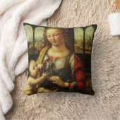 レオナルド・ダ・ヴィンチのカーネーションの聖母 クッション (ブランケット)