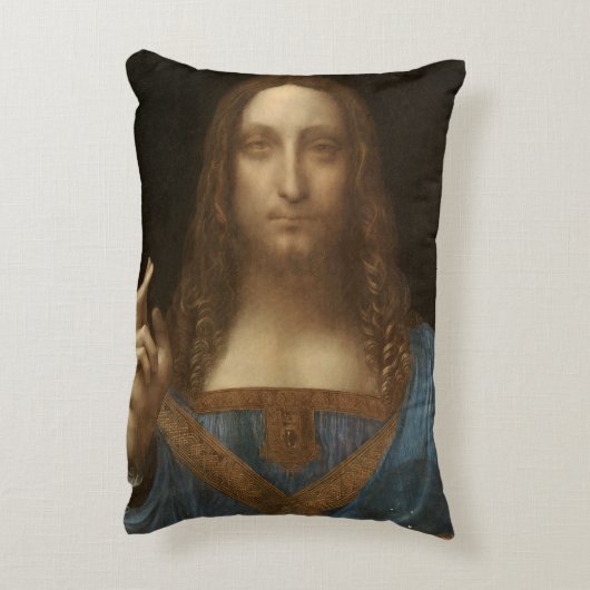 レオナルド・ダ・ヴィンチのサルバーター・ムンディ(イエス・キリスト) アクセントクッション (裏面(縦))