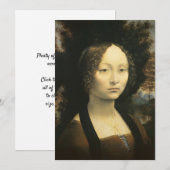 レオナルド・ダ・ヴィンチのジネブラ・ベンチポートレート 招待状 (正面/裏面)