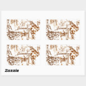 レオナルド・ダ・ヴィンチのスケッチ鎌 長方形シール (シート)