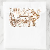 レオナルド・ダ・ヴィンチのスケッチ鎌 長方形シール (バッグ)