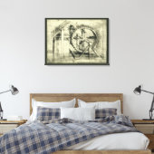 レオナルド・ダ・ヴィンチのトレッドミル動力クロスボウ キャンバスプリント (インサイチュ (寝室))