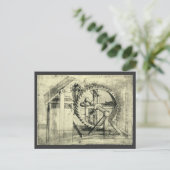 レオナルド・ダ・ヴィンチのトレッドミル動力クロスボウ ポストカード (スタンド正面)