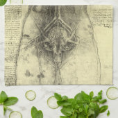 レオナルド・ダ・ヴィンチのヒト解剖学女性トルソ キッチンタオル (折り畳み)