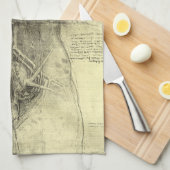 レオナルド・ダ・ヴィンチのヒト解剖学女性トルソ キッチンタオル (四つ折り)