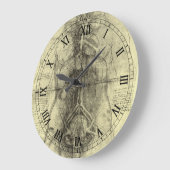 レオナルド・ダ・ヴィンチのヒト解剖学女性トルソ ラージ壁時計 (傾斜)