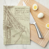 レオナルド・ダ・ヴィンチのヒト解剖学的脊柱 キッチンタオル (四つ折り)