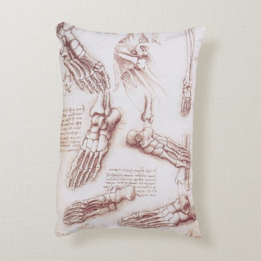 レオナルド・ダ・ヴィンチのヒト解剖学足骨 アクセントクッション (裏面(縦))