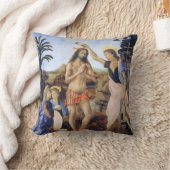 レオナルド・ダ・ヴィンチのベルロッチオによるキリストのバプテスマ クッション (ブランケット)