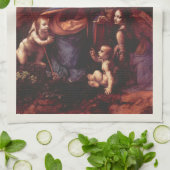 レオナルド・ダ・ヴィンチのヴァージン(マドンナ) of the Rocks キッチンタオル (折り畳み)