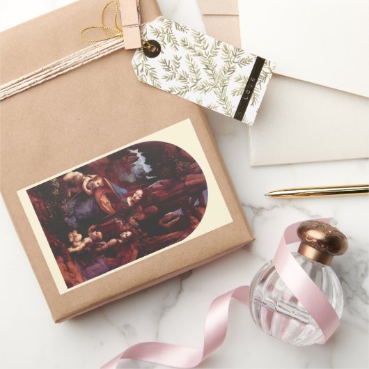 レオナルド・ダ・ヴィンチのヴァージン(マドンナ) of the Rocks 長方形シール (ギフト)