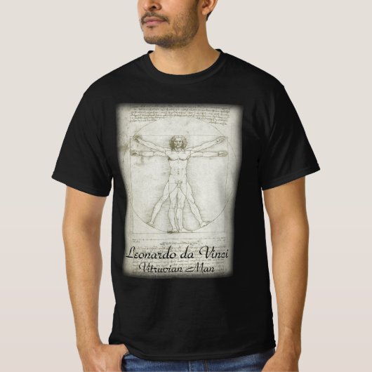 レオナルド・ダ・ヴィンチのヴィトルウィウス的人体図 Tシャツ (正面)
