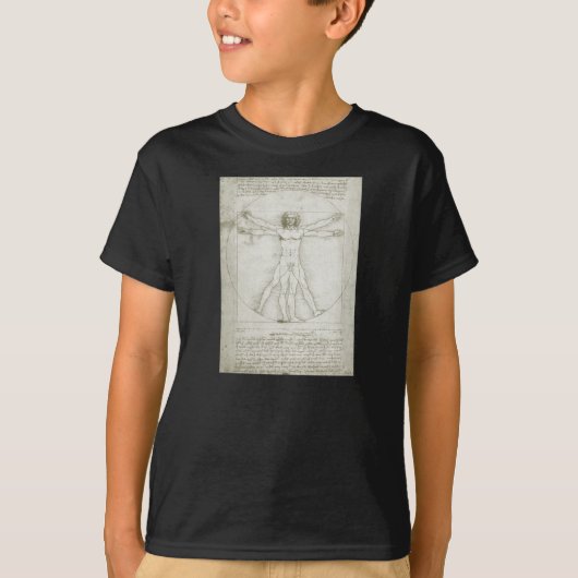 レオナルド・ダ・ヴィンチのヴィトルウィウス的人体図 Tシャツ (正面)