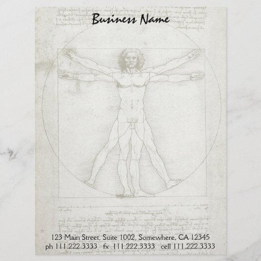 レオナルド・ダ・ヴィンチのヴィトルヴィアン・マン レターヘッド (正面)