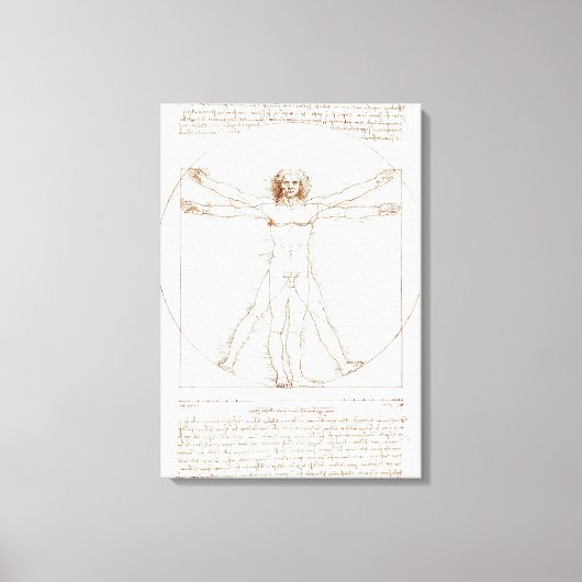 レオナルド・ダ・ヴィンチのヴィトルヴィアン・マン（1492年頃） キャンバスプリント (正面)