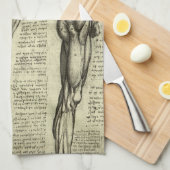 レオナルド・ダ・ヴィンチの人体解剖図　男性の筋肉 キッチンタオル (四つ折り)