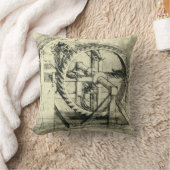 レオナルド・ダ・ヴィンチの人力駆動式クロスボウ クッション (ブランケット)