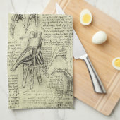 レオナルド・ダ・ヴィンチの人間の手の解剖学 キッチンタオル (四つ折り)