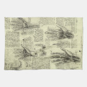 レオナルド・ダ・ヴィンチの人間の手の解剖学 キッチンタオル (横)