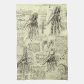 レオナルド・ダ・ヴィンチの人間の手の解剖学 キッチンタオル (縦)