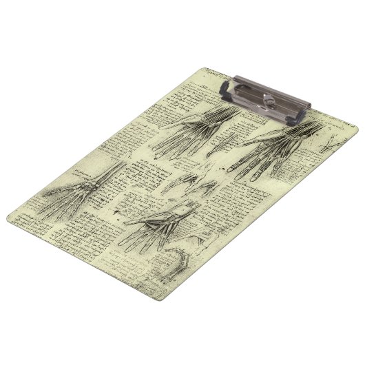 レオナルド・ダ・ヴィンチの人間の手の解剖学 クリップボード (アングル)