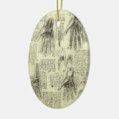 レオナルド・ダ・ヴィンチの人間の手の解剖学 セラミックオーナメント (左)