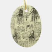 レオナルド・ダ・ヴィンチの人間の手の解剖学 セラミックオーナメント (裏面)