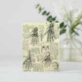 レオナルド・ダ・ヴィンチの人間の手の解剖学 ポストカード (スタンド正面)