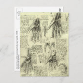 レオナルド・ダ・ヴィンチの人間の手の解剖学 ポストカード (正面/裏面)