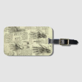 レオナルド・ダ・ヴィンチの人間の手の解剖学 ラゲッジタグ (正面横)