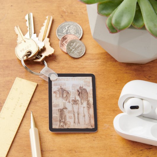 レオナルド・ダ・ヴィンチの人間の解剖学的骨格の骨 キーホルダー (デスク)