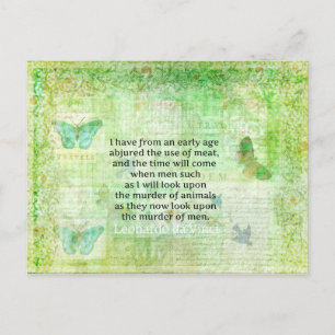 レオナルド・ダ・ヴィンチの動物権の引用文のビーガン ポストカード