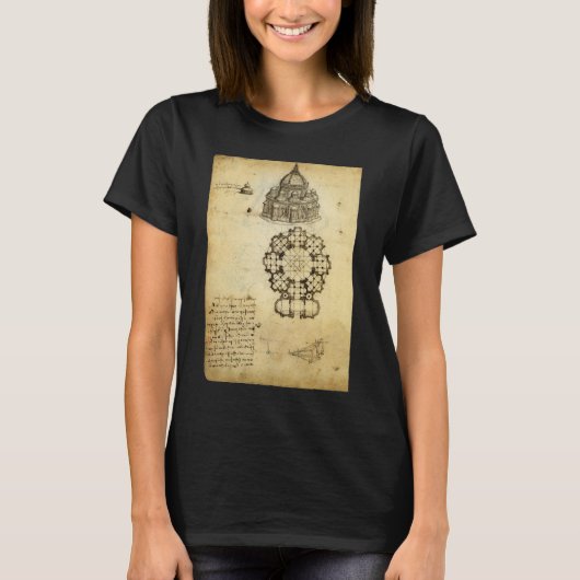 レオナルド・ダ・ヴィンチの大聖堂建築研究 Tシャツ (正面)