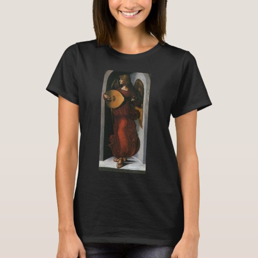 レオナルド・ダ・ヴィンチの天使の赤いリュート Tシャツ (正面)