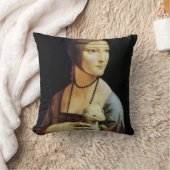 レオナルド・ダ・ヴィンチの女性とエルミン クッション (ブランケット)