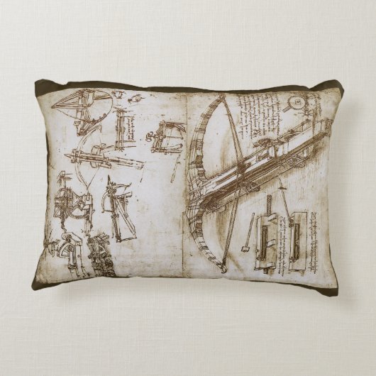 レオナルド・ダ・ヴィンチの巨大クロスボウ兵器スケッチ アクセントクッション (裏面)