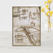 レオナルド・ダ・ヴィンチの巨大クロスボウ兵器スケッチ カード (黄色い花)