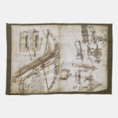 レオナルド・ダ・ヴィンチの巨大クロスボウ兵器スケッチ キッチンタオル (横)