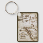 レオナルド・ダ・ヴィンチの巨大クロスボウ兵器スケッチ キーホルダー (正面)