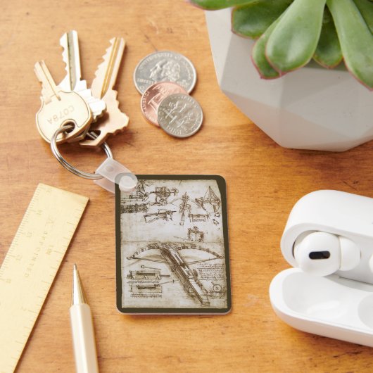 レオナルド・ダ・ヴィンチの巨大クロスボウ兵器スケッチ キーホルダー (デスク)