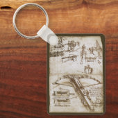 レオナルド・ダ・ヴィンチの巨大クロスボウ兵器スケッチ キーホルダー (正面)