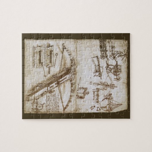 レオナルド・ダ・ヴィンチの巨大クロスボウ兵器スケッチ ジグソーパズル (横)