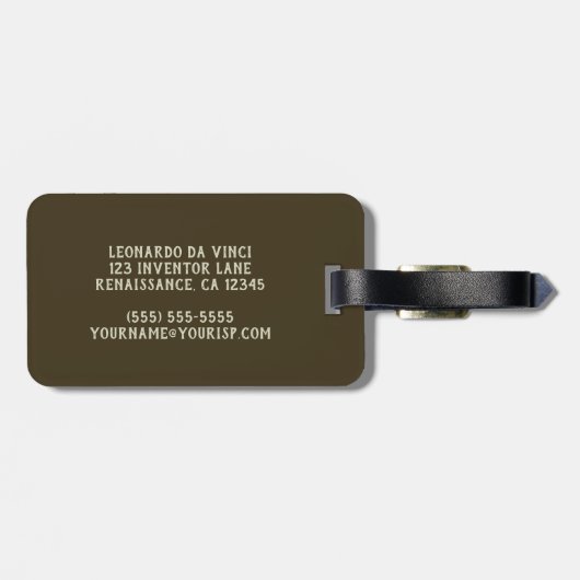 レオナルド・ダ・ヴィンチの巨大クロスボウ兵器スケッチ ラゲッジタグ (裏面横)