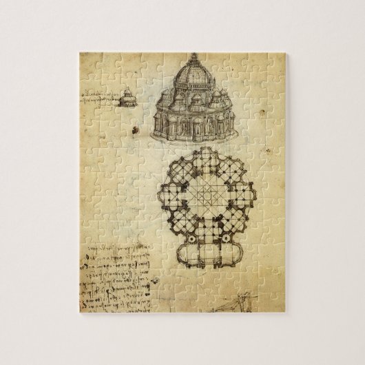 レオナルド・ダ・ヴィンチの建築カテドラル勉強 ジグソーパズル (縦)