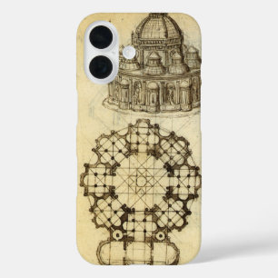 レオナルド・ダ・ヴィンチの建築カテドラル勉強 iPhone 16ケース